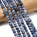 Gemstone Beads, Natural Blue Spot Jasper, Round, Cornflower Blue, 4mm, Hole: 0.8mm, about 87pcs/strand, 15 inch(GSR4mmC036)