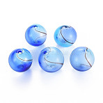 Transparent Handmade Blown Glass Globe Beads, Round, Dodger Blue, 12.5~14mm, Hole: 1~2mm(X-GLAA-T012-33A-03)