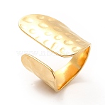 Ion Plating(IP) 304 Stainless Steel Wide Flat Open Cuff Ring for Women, Real 18K Gold Plated, US Size 6 1/2(16.9mm)(X-RJEW-F131-16G)