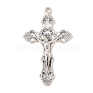 Tibetan Style Alloy Pendants, For Easter, Crucifix Cross, Cadmium Free & Lead Free, Antique Silver, 55.5x34x5mm, Hole: 2mm(X-TIBEP-S298-011AS-LF)