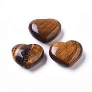 Natural Tiger Eye Heart Love Stone, Pocket Palm Stone for Reiki Balancing, 24~25x29~30x13mm(G-G798-13)