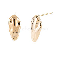 Brass Earring Findings, with Loop, Nickel Free, Real 18K Gold Plated, 16.5x7.5mm, Hole: 1.4mm, Pin: 0.7mm(X-KK-S356-441-NF)
