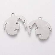 201 Stainless Steel Pendants, Lizard, Stainless Steel Color, 19x20x1.1mm(STAS-Q201-T501)