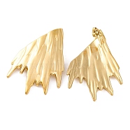 Ion Plating(IP) 304 Stainless Steel Stud Earrings, Wing, Real 14K Gold Plated, 57x38mm(EJEW-G395-12G)