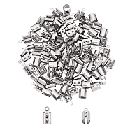304 Stainless Steel Folding Crimp Cord Ends, Stainless Steel Color, 12x6.5mm, Hole: 1.5mm, 200pcs/box, Inner Diameter: 6mm(STAS-UN0005-72)