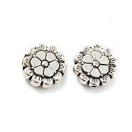 Tibetan Style Alloy Beads, Lead Free & Cadmium Free, Flower, Antique Silver, 9x9x3mm, Hole: 1mm, about 1086pcs/1000g(PALLOY-F307-06AS)