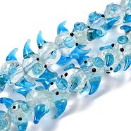 Handmade Lampwork Beads Strands, Cartoon Pig, Light Sky Blue, 11.5x19~22.5x14.5~15mm, Hole: 2mm, about 30pcs/strand, 13.70 inch(34.8cm)(LAMP-I022-08)