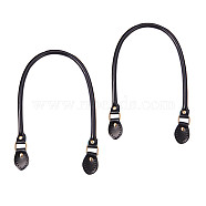 Leather Bag Handles, with Alloy Clasps, for Bag Straps Replacement Accessories, Antique Golden, Black, 615x14x10mm(FIND-PH0015-26A)