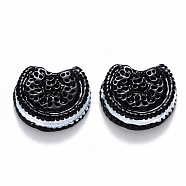 Resin Decoden Cabochons, Imitation Food, Shape Biscuit, Black, 21x18x7mm(CRES-N022-39B)