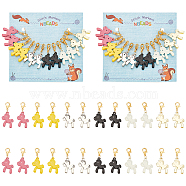 Horse Alloy Enamel Pendant Stitch Markers, Crochet Lobster Clasp Charms, Locking Stitch Marker with Wine Glass Charm Ring, Mixed Color, 3.7cm, 6 colors, 2pcs/color, 12pcs/set(HJEW-AB00364)