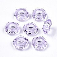 Epoxy Resin European Beads, Large Hole Beads, Donut, Faceted, Lilac, 13~14x5mm, Hole: 6mm(RPDL-N015-03C)