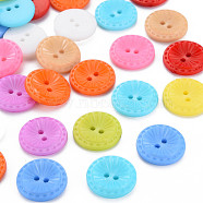 2-Hole Plastic Buttons, Flat Round, Mixed Color, 17.5x3.5mm, Hole: 1.8mm(BUTT-N018-005)