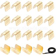 CHGCRAFT 20Pcs Brass Folding Crimp Ends Caps, for Belt Terminal Clips, Golden, 6.5x7mm, Inner Diameter: 4mm(FIND-CA0005-54)