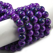 Baking Painted Round Glass Bead Strands, Indigo, 8mm, Hole: 1.3~1.6mm, about 100pcs/strand, 31.4 inch(DGLA-S084-8mm-64)