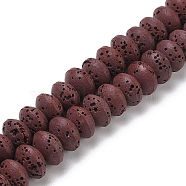 Synthetic Lava Rock Beads Strands, Dyed, Rondelle, Saucer Beads, Coconut Brown, 8x5mm, Hole: 1.8mm, about 73pcs/strand, 14.57''(37cm)(G-B087-02A-07)