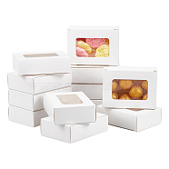 Rectangle Folding Paper Storage Boxes, Gift Case with Rectangle Visible PVC Window, White, 9.5x7x2.8cm, window: 37x64mm(CON-WH0106-01B-03)