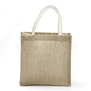 Jute Portable Shopping Bag, Reusable Grocery Bag Shopping Tote Bag, Tan, 25.5x25x1.1cm(ABAG-O004-01A)