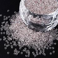 MGB Matsuno Glass Beads, Japanese Seed Beads, 15/0 Silver Lined Glass Round Hole Rocailles Seed Beads, Lavender Blush, 1.5x1mm, Hole: 0.5mm, about 5400pcs/20g(X-SEED-R017A-57RR)