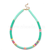 Handmade Polymer Clay Heishi Beaded Necklaces, with Non-magnetic Synthetic Hematite Beads and 304 Stainless Steel Lobster Claw Clasps, Green, 16.34 inch(41.5cm)(NJEW-JN02910-04)