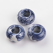 Dyed Rondelle Natural Ocean White Jade Beads, Large Hole Beads, Midnight Blue, 15x8mm, Hole: 6mm(X-G-D782-05)