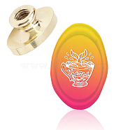 Wax Seal Brass Stamp Head, for Wax Seal Stamp, Oval, Cup Pattern, 3x2x1.45cm(AJEW-WH0213-049)