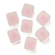 Frosted Acrylic European Beads, Bead in Bead, Cube, Pink, 13.5x13.5x13.5mm, Hole: 4mm(OACR-G012-14C)