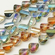 Electroplate Glass Beads Strands, Faceted, Twist, Mixed Color, 12x10x7mm, Hole: 1mm(EGLA-J018-M)