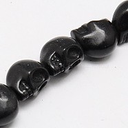 Synthetic Turquoise Beads Strands, Dyed, Skull, Black, 10x8x9mm, Hole: 1mm, about 40pcs/strand, 16 inch(TURQ-G113-8x10mm-09)