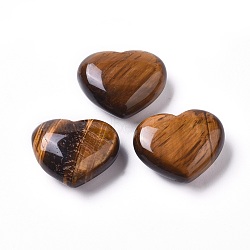 Natural Tiger Eye Beads, No Hole/Undrilled, Heart, 24~25x29~30x13mm(G-G798-13)
