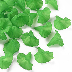 Transparent Acrylic Beads, Calla Lily, Frosted, Dark Sea Green, 40.5x33x35mm, Hole: 1.8mm(X-BSF796-C07)