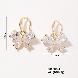 Exquisite Butterfly Ear Decor for Trendy Fashion Earlobe Design, Golden, Clear, 27x19mm(SK5754-4)