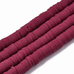 Handmade Polymer Clay Beads Strands, for DIY Jewelry Crafts Supplies, Heishi Beads, Disc/Flat Round, Brown, 8x0.5~1mm, Hole: 2mm, about 350~387pcs/strand, 15.75 inch~16.14 inch(40~41cm)(X-CLAY-R089-8mm-144)