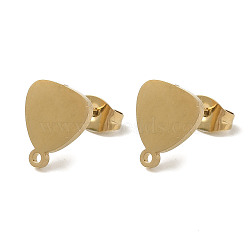 Ion Plating(IP) 304 Stainless Steel Stud Earring Findings, Triangle, Golden, 11x9mm, Hole: 1.2mm, Pin: 11x0.7mm(STAS-I206-33G)