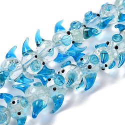 Handmade Lampwork Beads Strands, Cartoon Pig, Light Sky Blue, 11.5x19~22.5x14.5~15mm, Hole: 2mm, about 30pcs/strand, 13.70 inch(34.8cm)(LAMP-I022-08)