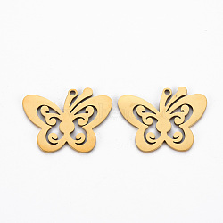Ion Plating(IP) 201 Stainless Steel Pendants, Cut, Butterfly, Golden, 18.5x24x1mm, Hole: 1.4mm(STAS-Q240-086G)