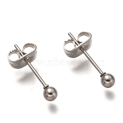 304 Stainless Steel Ball Stud Earrings, Round, 15x3mm, Pin: 0.7mm(STAS-H136-07F-P)