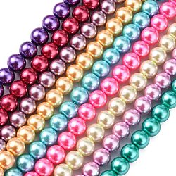 Glass Pearl Beads Strands, Round, Mixed Color, 10mm, Hole: 1~1.5mm, about 85pcs/strand, 32 inch/strand(HYC004)