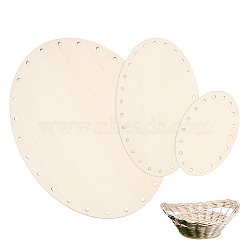 Wooden Knitting Crochet Bottoms Set, Oval, DIY Weaving Crochet Knitting Base Supplies, Antique White, 11~24x7~18x0.28cm, Hole: 3mm, 3pcs/set(WOOD-WH0027-15)