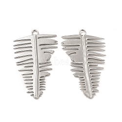 304 Stainless Steel Pendants, Leaf Charm, Stainless Steel Color, 39x24x1.5mm, Hole: 2.5mm(STAS-A070-41P)
