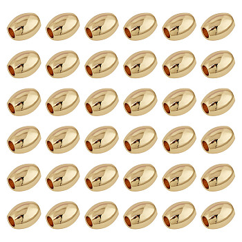 100Pcs Rack Plating Brass Beads, Cadmium Free & Lead Free, Long-Lasting Plated, Barrel, Real 18K Gold Plated, 5x4mm, Hole: 1.6mm