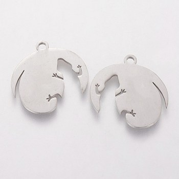 201 Stainless Steel Pendants, Lizard, Stainless Steel Color, 19x20x1.1mm