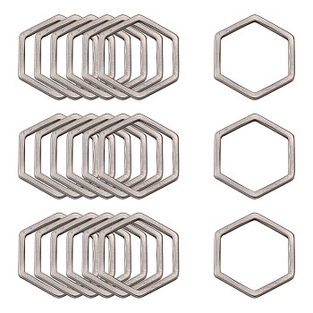304 Stainless Steel Linking Ring, Hexagon, Stainless Steel Color, 13.5x12x0.8mm