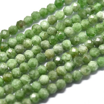 Natural Green Diopside Beads Strands, Round, Faceted, 2mm, Hole: 0.5mm, about 192pcs/Strand, 15.16 inch(38.5cm)