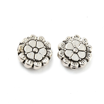 Tibetan Style Alloy Beads, Lead Free & Cadmium Free, Flower, Antique Silver, 9x9x3mm, Hole: 1mm, about 1086pcs/1000g