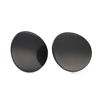 304 Stainless Steel Stud Earring Findings, with Loop, Curved, Flat Round, Electrophoresis Black, 20mm, Hole: 3mm, Pin: 0.8mm