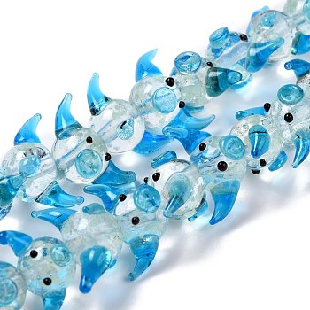 Handmade Lampwork Beads Strands, Cartoon Pig, Light Sky Blue, 11.5x19~22.5x14.5~15mm, Hole: 2mm, about 30pcs/strand, 13.70 inch(34.8cm)