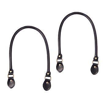 Leather Bag Handles, with Alloy Clasps, for Bag Straps Replacement Accessories, Antique Golden, Black, 615x14x10mm