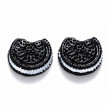 Resin Decoden Cabochons, Imitation Food, Shape Biscuit, Black, 21x18x7mm