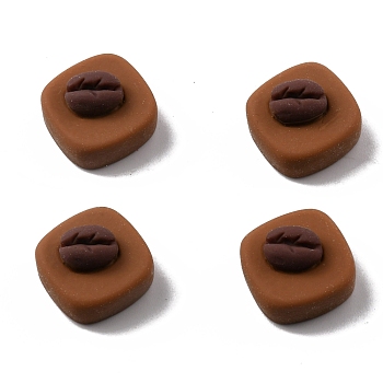 Imitation Food Resin Cabochons, Rhombus, Chocolate Shape with Almond, Sienna, 19x19x11mm