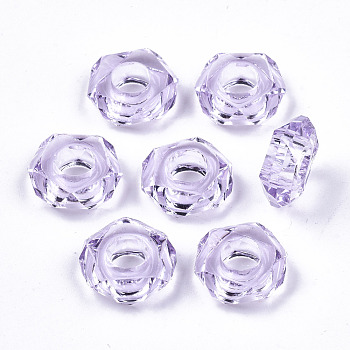Epoxy Resin European Beads, Large Hole Beads, Donut, Faceted, Lilac, 13~14x5mm, Hole: 6mm